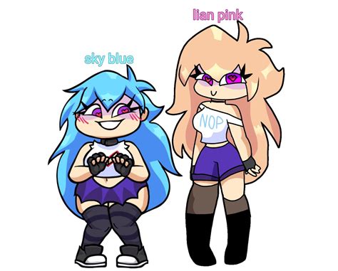 Sky Blue And Lian Pink Character Design Drawing Anime Clothes