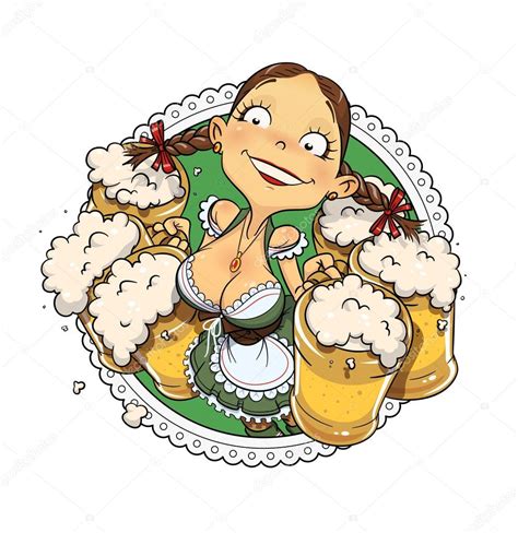 oktoberfest girl with glass of beer — stock vector © aleksangel 52616039