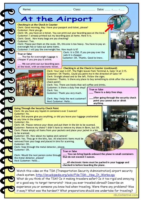 At The Airport English ESL Worksheets Pdf Doc