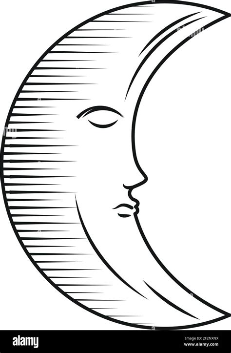 Half Moon Astrology Hand Drawn Stock Vector Image And Art Alamy