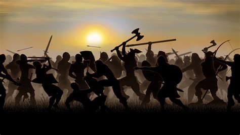 10 8 Nt Silhouette Of Ancient Armies Fighting