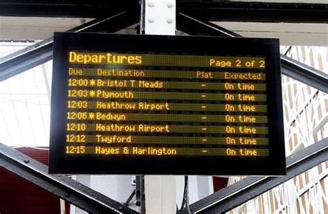 Train Departure Board In Paddington Station London Stock Photo