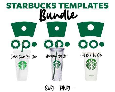 Bundle Starbucks Template Svg For Cricut Cold Cup 24 Ozhot Etsy