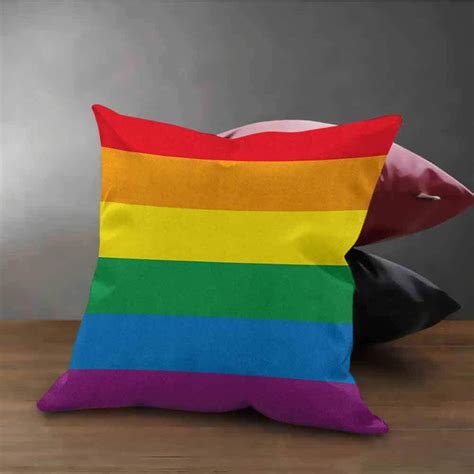 Houselook Pride Square Throw Pillow Cover Horizontal Rainbow Colored Flag Of Gay