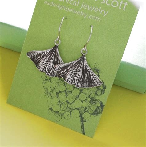 Sterling Silver Ginkgo Leaf Earrings Medium Free Shipping Etsy