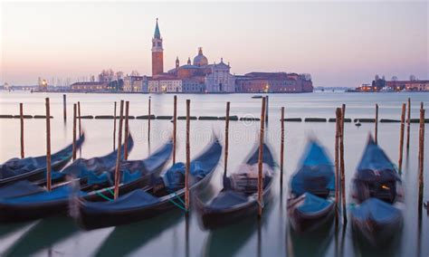 Venice Gondolas And San Giorgio Maggiore Church In Background In
