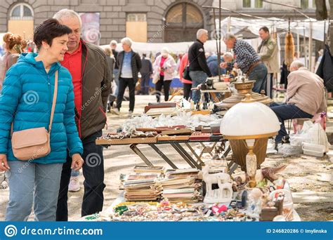 Lviv Ukraine May 1 2022 People Bying Different Antiques On Flea