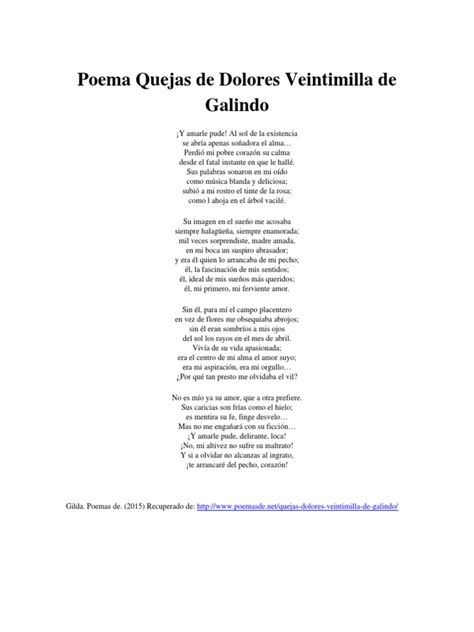 Poema Quejas De Dolores Veintimilla De Galindo
