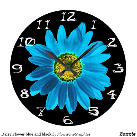 Blue Daisy Flower Large Clock Zazzle Large Clock Daisy Flower Clock