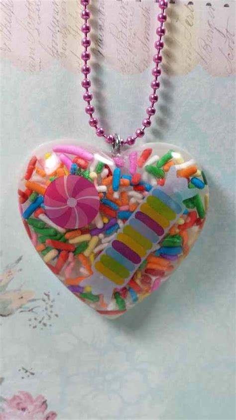 Candy Heart Resin Necklace Resin Necklace Cute Necklace Goth Necklace