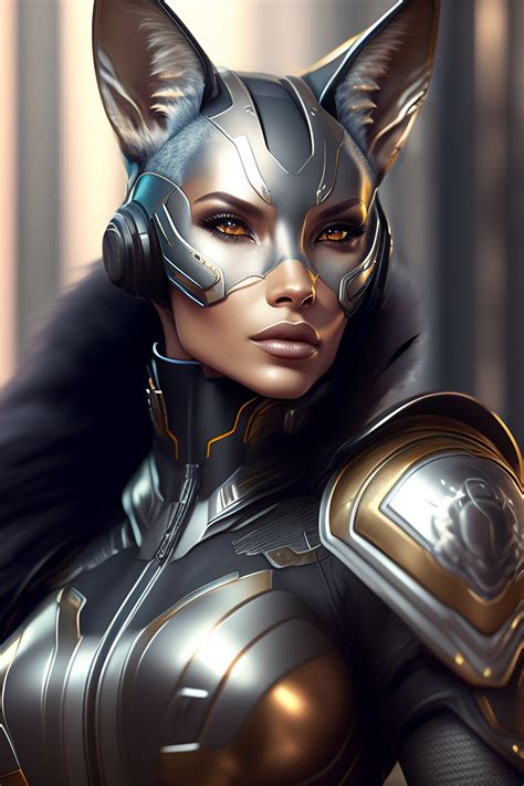 Lexica Portrait Painting Of A Cybernetic Grey Fox With Power Armor