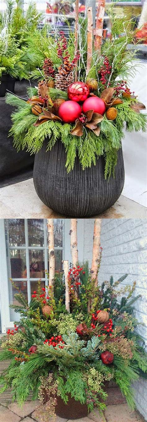 But if you're having a family or friends over, the first thing they will see will always be your building's exterior. 24 Colorful Winter Planters & Christmas Outdoor ...