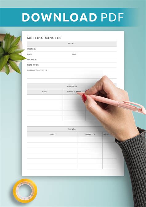 Download Printable Team Meeting Minutes Template Pdf