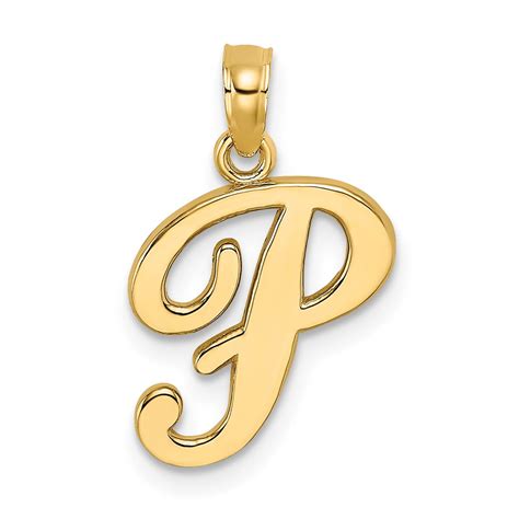 Venture Collections 14k Yellow Gold Polished Script Initial Letter P
