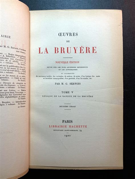 Sold Price Rare 6v Set Of Oeuvres De La BruyÈre Works From La Bruyère