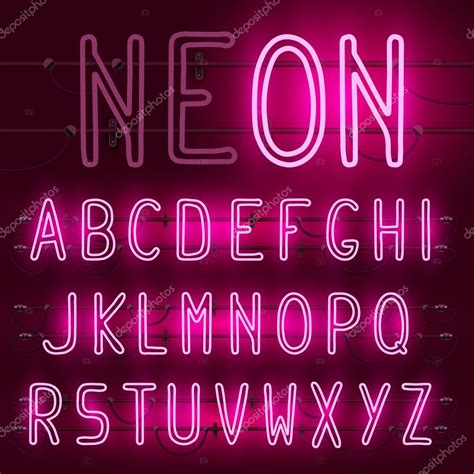 Alphabet De Police De Néon Vectoriel — Image Vectorielle Wowomnom