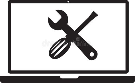 Repair Computer Icon On White Background Flat Style Stock Vector
