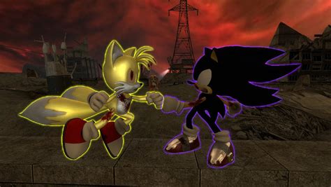 Super Tails Vs Dark Sonic By Darkrise3124 On Deviantart