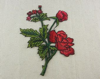 Pink Flower Embroidered Appliques Fabric Peony Patch