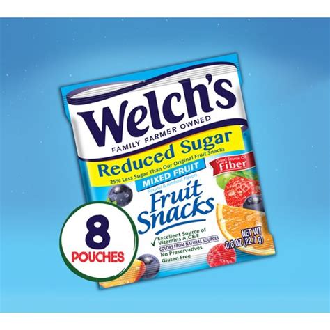 Welchs Reduced Sugar Mixed Fruit Snacks 08 Oz 8 Count