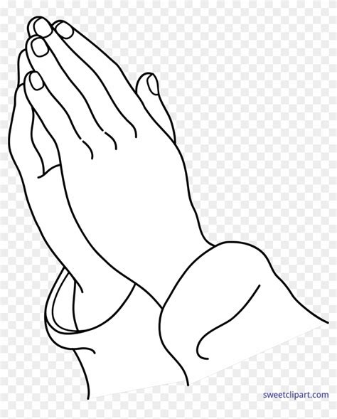 Praying Lineart Clip Art Hands Baseball White Praying Hands Black Background Png Download