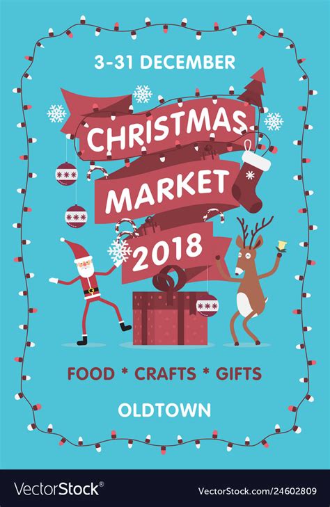 Christmas Market Poster Template Royalty Free Vector Image