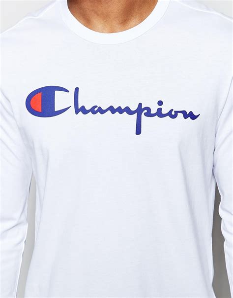 Lyst Champion Long Sleeve T Shirt With Script Logo Exclusive To Asos