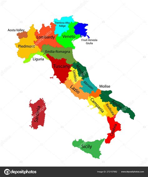 Bewerkbare Kleurrijke Vectorkaart Van Italië Vector Kaart Van Italië
