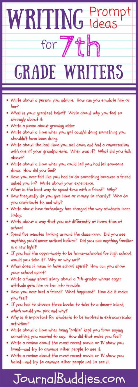 30 Writing Prompt Ideas for 7th Grade Writers ...