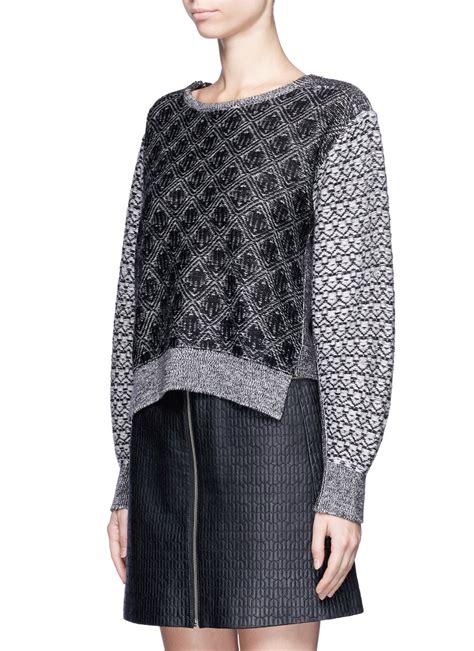 Lyst Toga Jacquard Knit Wool Sweater In Gray
