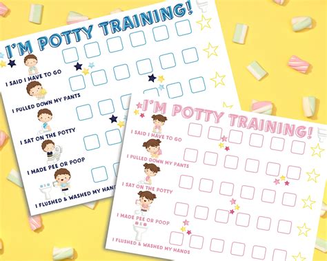Potty Training Chart For Toddlers Printable Reward Sticker Etsy In