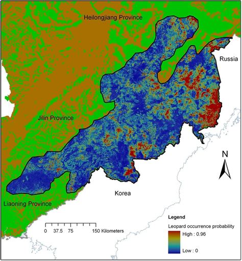 Spatial Distributions Showing Occurrence Probabilities For Amur Leopard