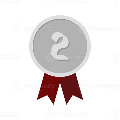Second Place Silver Medal Red Ribbon Basic Shape 28273679 Png
