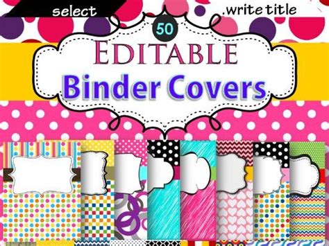 Binder Covers Editable With 50 Colorful Designs Teaching Resources