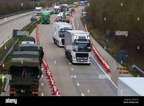 Ashford Kent Uk 26 December 2020 Lorries Stuck On The M20 Between Junctions 8 And 9 Are Now
