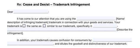 free trademark infringement cease and desist letter template pdf and word