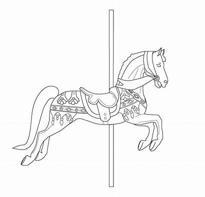 Carousel Pattern Horse Coloring Embroidery Pages Patterns