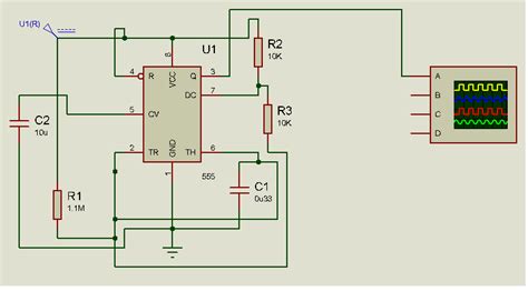 Astable Multivibrator Using Ic555 With Proteus Elex Focus Circuit