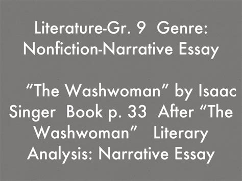 Literature Gr 9 Genre Nonfiction Narrative Essay