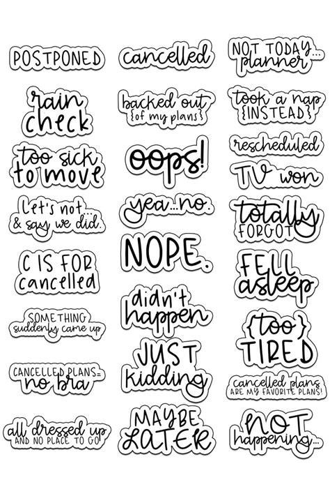 Printable Black And White Stickers