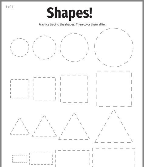 Trace Shapes Worksheets
