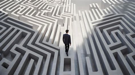 Premium Ai Image Young Businessman In Front Of A Huge Maze High Key