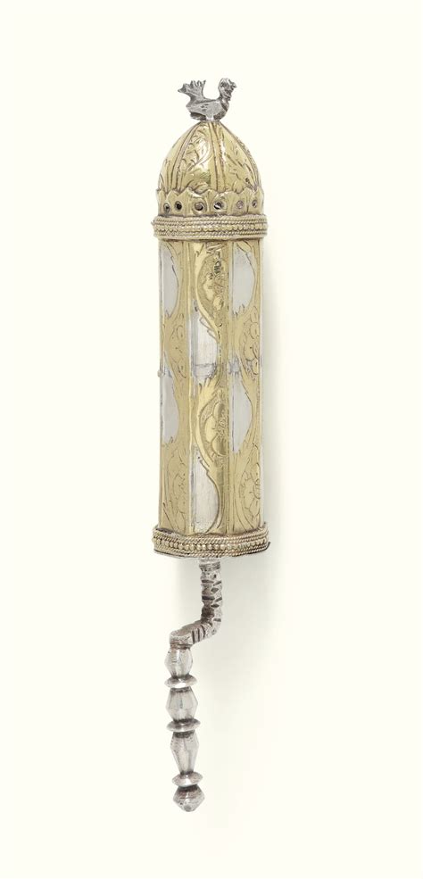 A Parcel Gilt Silver Miniature Esther Scroll Case Baghdad Or Indian In