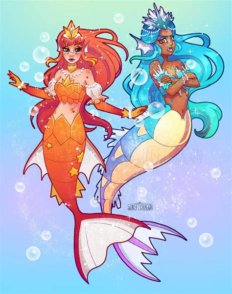 gyrados and magikarp by flying fox fantasy mermaids real mermaids mermaids and mermen gijinka