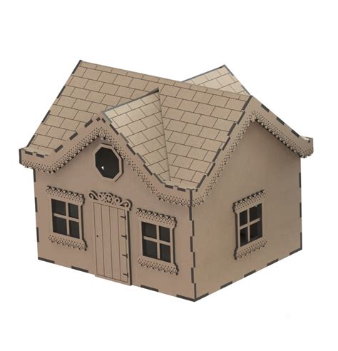 Laser Cut Wooden House Villa Model Kit Wooden Western House Dxf File