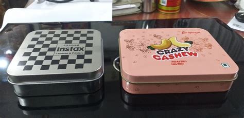 Square And Rectangle Cashew Printed Tin Container For Packaging