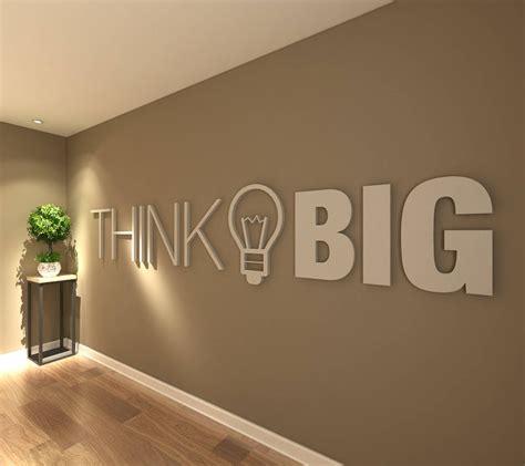 Think Big Office Wall Art Decor 3d Pvc Typography Etsy Office Wall