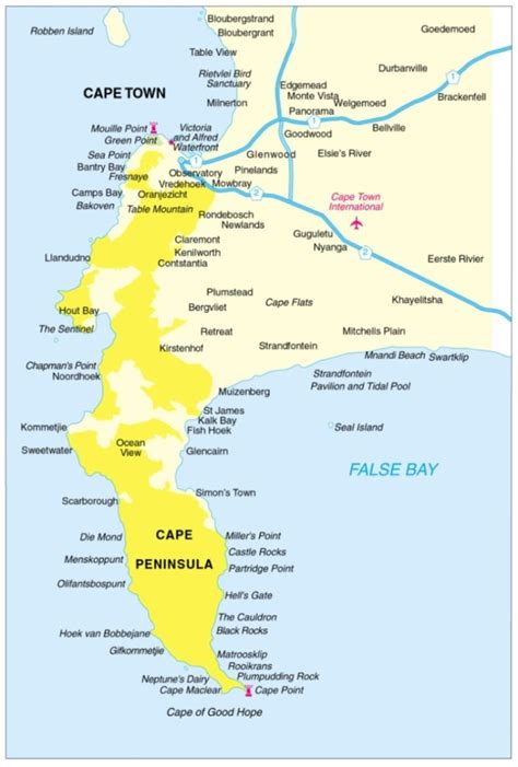 Map Of The Cape Peninsula In Cape Town South Africa South Africa