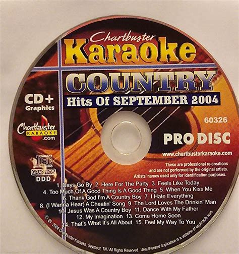 60326 country hits chartbuster karaoke cdg disc ebay