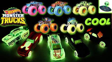 Hot Wheels Monster Trucks Glow In The Dark Collection Youtube